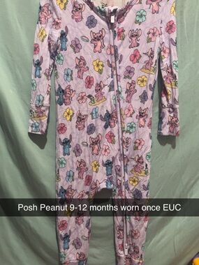 Posh Peanut Lavender Stitch & Hibiscus Print Footie
